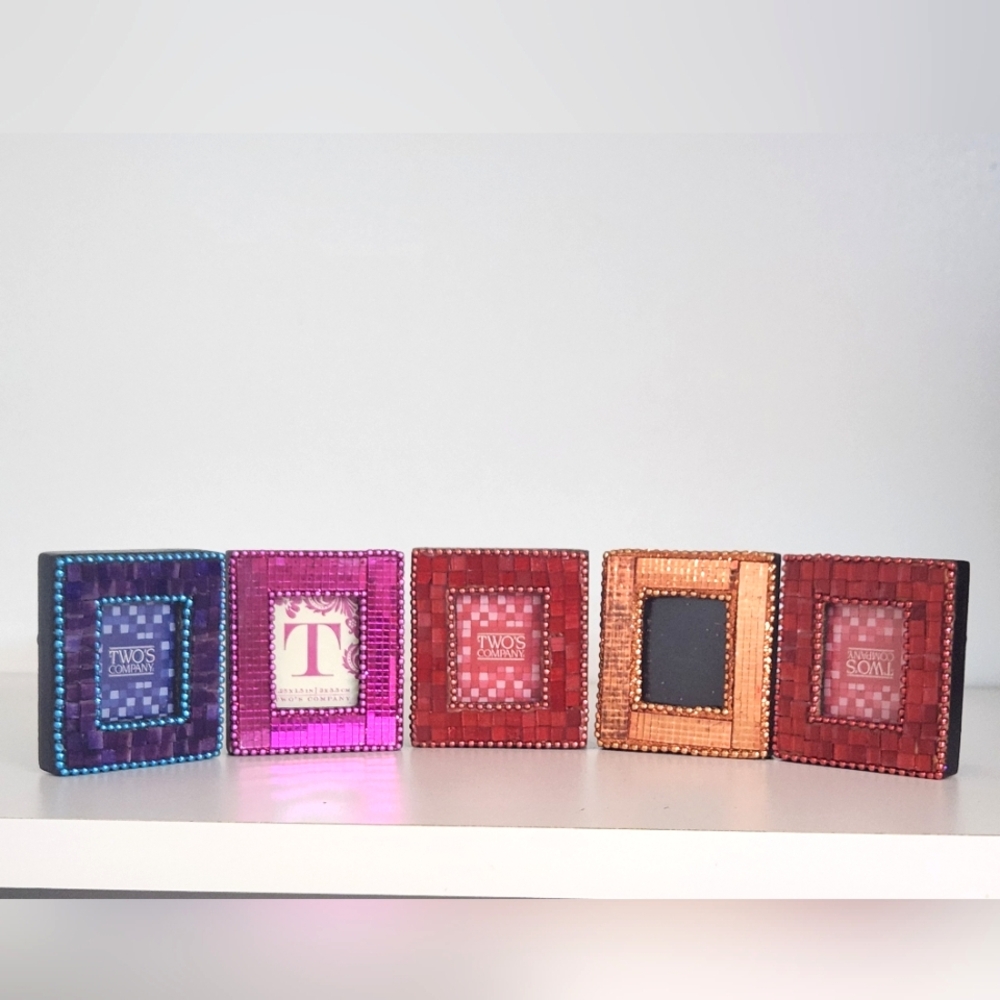 Two's Company Set of 5 Mini Mosaic Glass Picture Frames